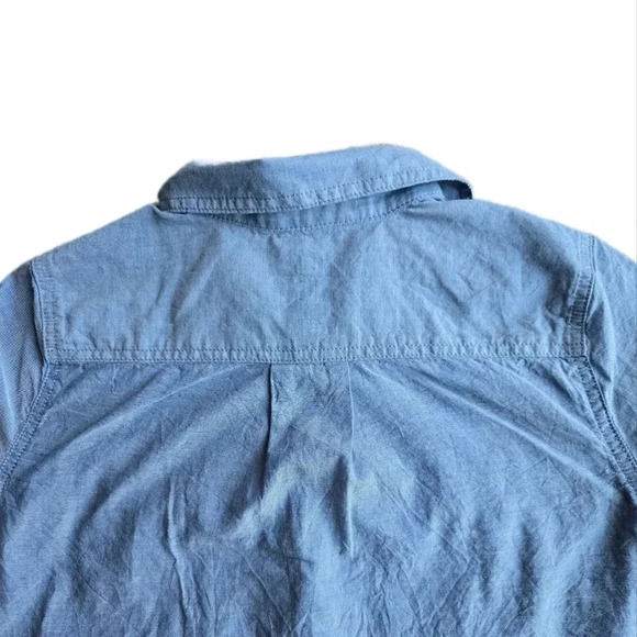 St Johns Bay, Size PS, Blue Chambray Denim Longsleeve Button-up Shirt - Picture 4 of 8